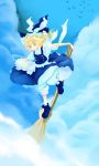  1girl blonde_hair broom broom_riding broom_surfing female hat kirisame_marisa long_hair nanami_sano solo touhou witch witch_hat 