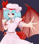  1girl bat_wings female hat itsukage remilia_scarlet simple_background skirt solo touhou wings 