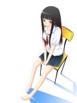  1girl barefoot chair futami_eriko kimi_kiss long_hair shima-shuu sitting solo 