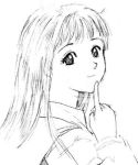  1girl efira lowres monochrome sketch solo thinking 