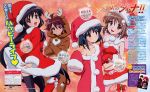  1boy 4girls absurdres aizawa_sumie animal_costume christmas highres konoe_fumina multiple_girls ogata_matake reindeer reindeer_costume santa_costume scan shakugan_no_shana shana thigh-highs yoshida_kazumi 