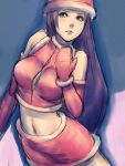  1girl asamiya_athena christmas fumio_(rsqkr) king_of_fighters long_hair mittens santa_costume snk solo the_king_of_fighters 
