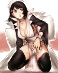  1girl black_hair breasts cleavage fumio_(rsqkr) iroha_(samurai_spirits) maid samurai_spirits short_hair solo thigh-highs 