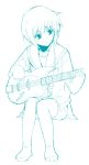  1girl aqua bass_guitar blue guitar highres instrument monochrome nagato_yuki shichimenchou sketch solo suzumiya_haruhi_no_yuuutsu that_blue tissue_princess 