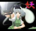  1girl female hitodama katana konpaku_youmu konpaku_youmu_(ghost) minakuchi_takashi solo sword touhou weapon 