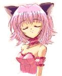  00s 1girl animal_ears arm_garter cat_ears choker closed_eyes mew_ichigo momomiya_ichigo oekaki pink_hair short_hair solo tokyo_mew_mew 