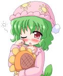  aliasing blush female geetsu green_hair kazami_yuuka pajamas red_eyes sleepy touhou youkai 