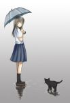  cat hirono original rain school_uniform serafuku umbrella 