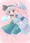  2girls blush dress female hat hug konpaku_youmu maitou multiple_girls saigyouji_yuyuko skirt touhou 