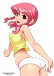  ass fang midriff no_pants original panties pink_hair red_eyes ryu_(ryu&#039;s_former_site) tank_top underwear 