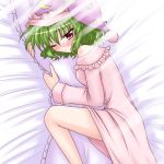  1girl blush female frilled_pillow frills kazami_yuuka lotus_land_story pajamas pillow pillow_hug solo touhou youkai 
