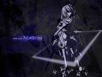  1girl female highres izayoi_sakuya knife monochrome purple red_(artist) red_(red-sight) solo throwing_knife touhou wallpaper weapon 