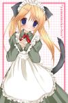  1girl animal_ears blush cat_ears cat_tail nanase_miori smile solo tail waitress 