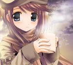  blush drink hat komaki_manaka namamo_nanase scarf sky smile to_heart_2 