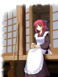  00s 1girl bamboo_broom broom hair_ribbon kaze_shibuki kohaku maid melty_blood redhead ribbon solo tsukihime type-moon 