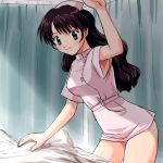  1girl armpit_peek armpits dokkiri_doctor haruyama_kazunori koizumi_miyuki lowres nurse panties pantyshot solo underwear 
