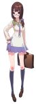  footwear glasses highres kneehighs nekonoji original school_uniform serafuku socks tensugi_takashi 