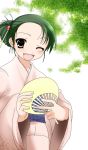  fan fang green_hair japanese_clothes kimono namamo_nanase paper_fan suzumiya_haruhi_no_yuuutsu tsuruya uchiwa yukata 