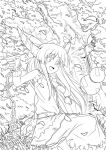  1girl :d armpits bare_shoulders belt blush chains dress female horns ibuki_suika kurosho long_hair low-tied_long_hair monochrome oni open_mouth outstretched_arms petals sitting sleeveless sleeveless_dress smile solo tied_hair touhou very_long_hair wrist_cuffs 