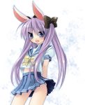  animal_ears hiiragi_kagami lucky_star panties rabbit_ears sazaki_ichiri school_uniform serafuku striped striped_panties underwear 