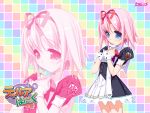  1girl highres logo mitsusawa_yuzuki pink_hair ribbon solo thirua_panic uniform 