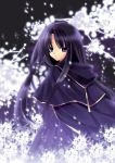  bad_id black_hair capura_lin cloak flower long_hair original violet_eyes 