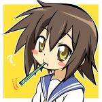  chopsticks fang ixy kusakabe_misao lucky_star school_uniform serafuku 