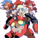  2boys 2girls chibi kamina lagann lowres multiple_boys multiple_girls nia_teppelin oekaki simon tengen_toppa_gurren_lagann thigh-highs yoko_littner 