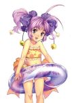  1girl antenna_hair bikini flat_chest hair_ribbon homare_(fool&#039;s_art) innertube original purple_hair ribbon shizune_(homare) solo standing swimsuit tankini 