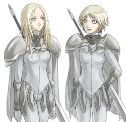  armor claymore claymore_(sword) face hilda hilda_(claymore) miria sword tea_(nakenashi) weapon 