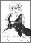  1girl japanese_clothes kafu kimono mabinogi monochrome nao_(mabinogi) solo 