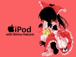  digital_media_player female hakurei_reimu highres ipod ipod_ad japanese_clothes miko parody touhou wallpaper 