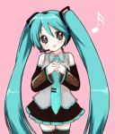  1girl detached_sleeves hatsune_miku long_hair simple_background solo thigh-highs twintails usashiro_mani very_long_hair vocaloid zettai_ryouiki 