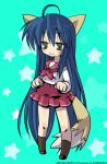  animal_ears asai_ichiko cat_ears cat_tail fox_ears izumi_konata lucky_star school_uniform serafuku tail 
