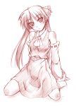  cosplay crossover hakurei_reimu hakurei_reimu_(cosplay) hiiragi_kagami japanese_clothes lucky_star miko monochrome sketch touhou 