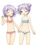  2girls bikini chaudlapin hiiragi_kagami hiiragi_tsukasa lowres lucky_star multiple_girls siblings sisters swimsuit twins 