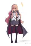  1girl blush cape long_hair louise_francoise_le_blanc_de_la_valliere pentacle pink_hair pinzu skirt solo thigh-highs wand white_background zero_no_tsukaima zettai_ryouiki 