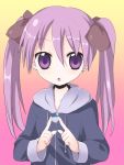  1girl :o face fingers hands hiiragi_kagami hood hoodie lucky_star namori purple_hair solo twintails upper_body violet_eyes 