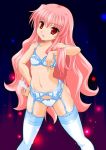  bra garter_belt lingerie louise_francoise_le_blanc_de_la_valliere maho_(yakimorokoshi) panties pink_hair red_eyes suspenders thigh-highs underwear underwear_only zero_no_tsukaima 