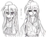  izumi_konata lucky_star monochrome school_uniform serafuku sketch translated translation_request 