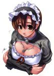  1girl breast_hold breasts cleavage huge_breasts maid mizuki_gyokuran solo 