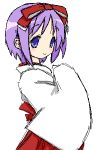  1girl awase_kagami hiiragi_tsukasa japanese_clothes lowres lucky_star miko red_hakama sketch solo 