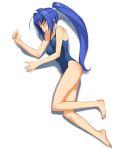  00s 1girl a1 barefoot blue_hair breasts closed_eyes competition_swimsuit feet hayase_mitsuki kimi_ga_nozomu_eien long_hair lying medium_breasts on_side one-piece_swimsuit ponytail solo swimsuit 