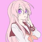  glasses lowres lucky_star pink_hair school_uniform serafuku takara_miyuki violet_eyes 