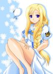  1girl alicia_florence aria barefoot blonde_hair blue_eyes braid dress maho_(yakimorokoshi) solo 