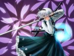  1girl female hitodama jerry katana konpaku_youmu konpaku_youmu_(ghost) solo sword touhou weapon 