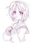  1girl hiiragi_tsukasa lowres lucky_star monochrome purple school_uniform serafuku sketch solo yasakani_an 