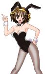  animal_ears brown_hair bunny_girl bunnysuit c-chaos pantyhose rabbit_ears short_hair suzumiya_haruhi suzumiya_haruhi_no_yuuutsu 