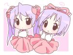  chibi hiiragi_kagami hiiragi_tsukasa lucky_star mirai_(sugar) purple_hair siblings sisters twins 
