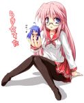  glasses izumi_konata lucky_star pantyhose school_uniform serafuku takara_miyuki tekehiro 